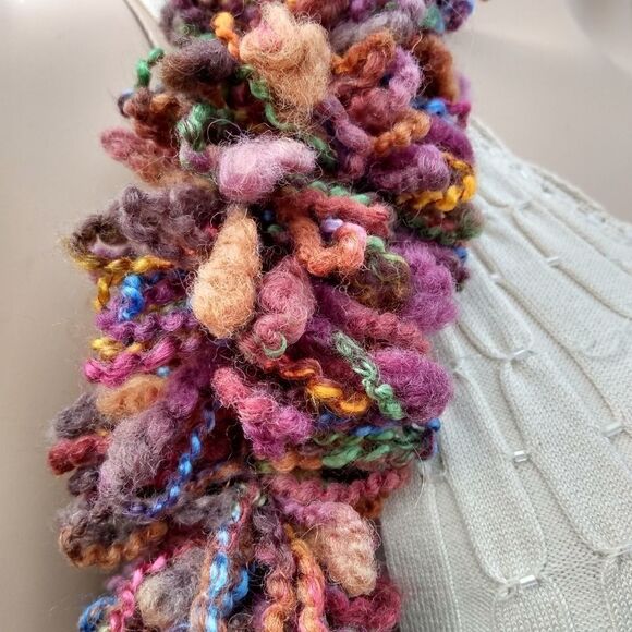 EUC ECHO Fuzzy PomPom Style Multicolored Scarf Made in Italy - Picture 6 of 9